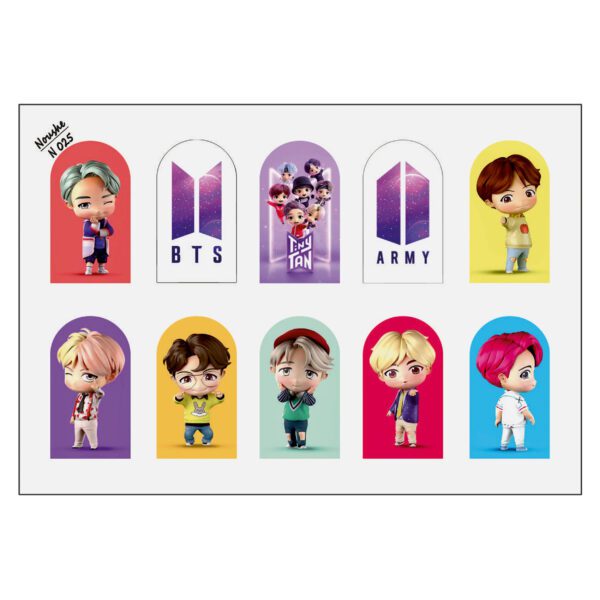 لنز ناخن نوشه مدل BTS - BT21 کد N025