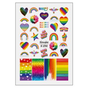 لنز ناخن نوشه مدل رنگین کمان کد N038