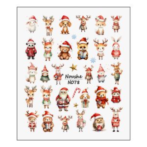 لنز ناخن نوشه مدل عروسک کریسمس کد N078