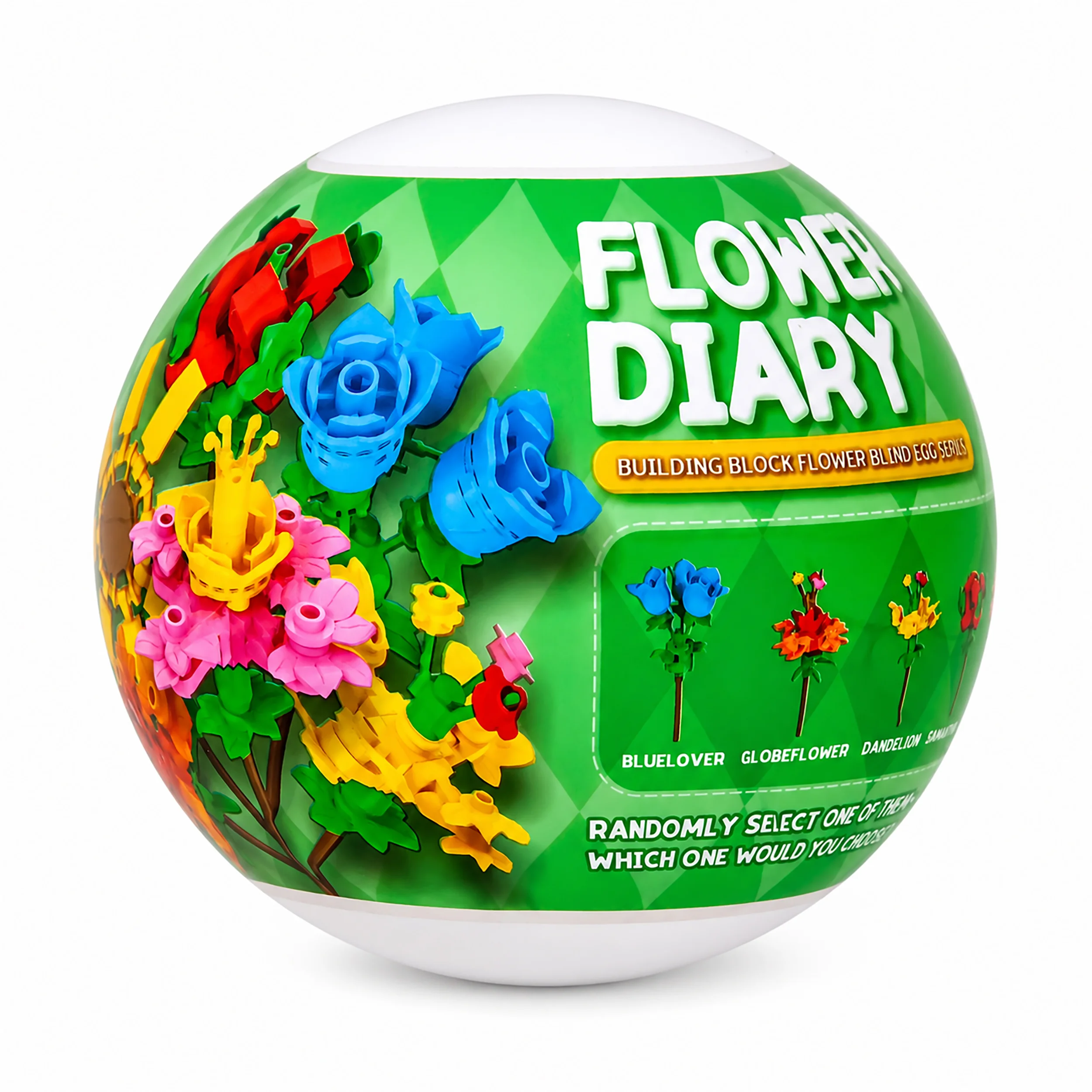 لگو گل ساختنی شانسی مدل Flower Diary با بستهبندی کپسولی سبز