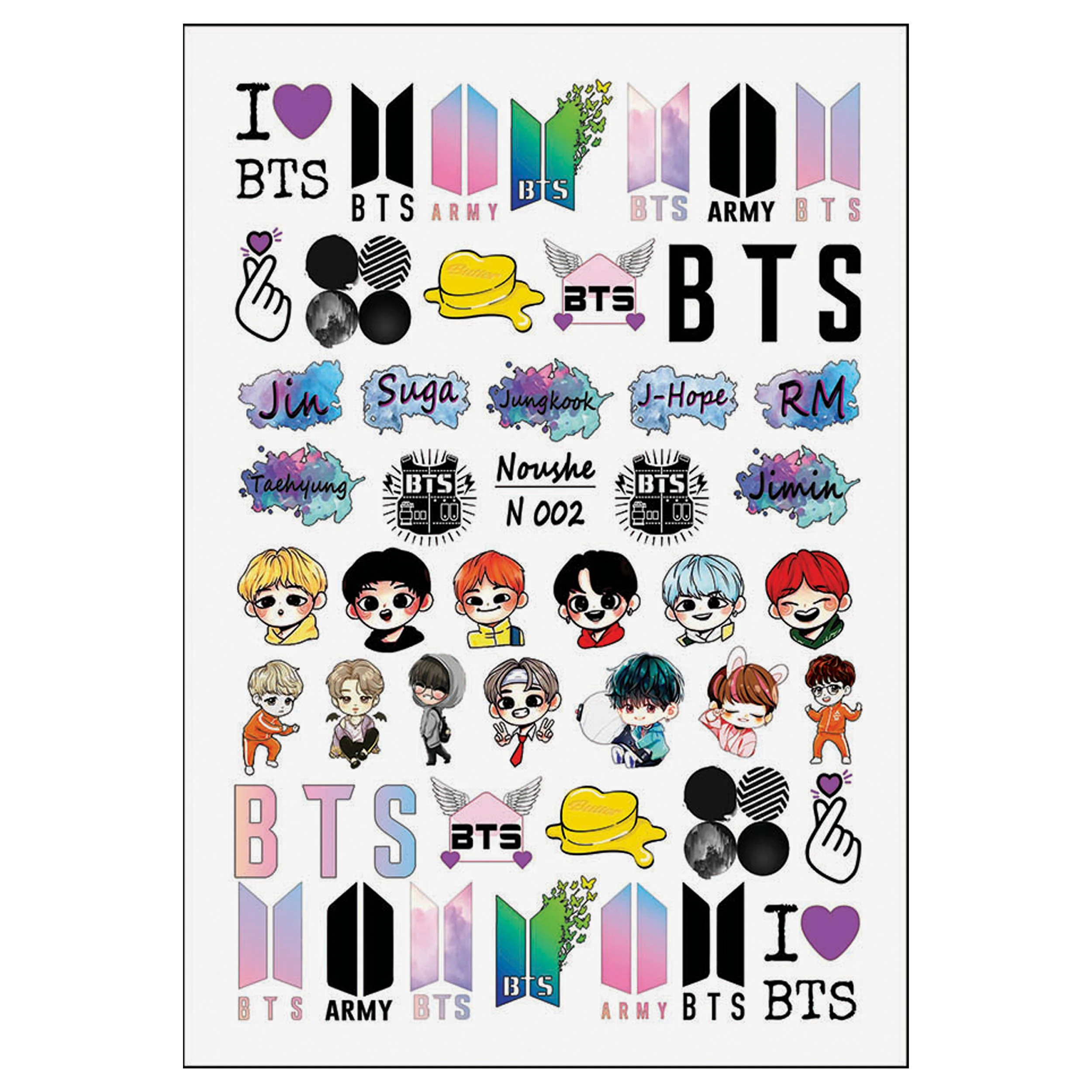 لنز ناخن بی تی اس کد N002 با طرح اعضای BTS و نمادهای ARMY